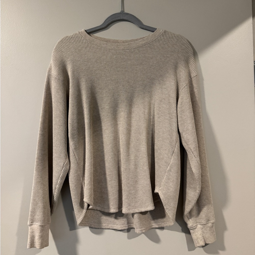 Uniqlo Light Beige Waffle Knit Top